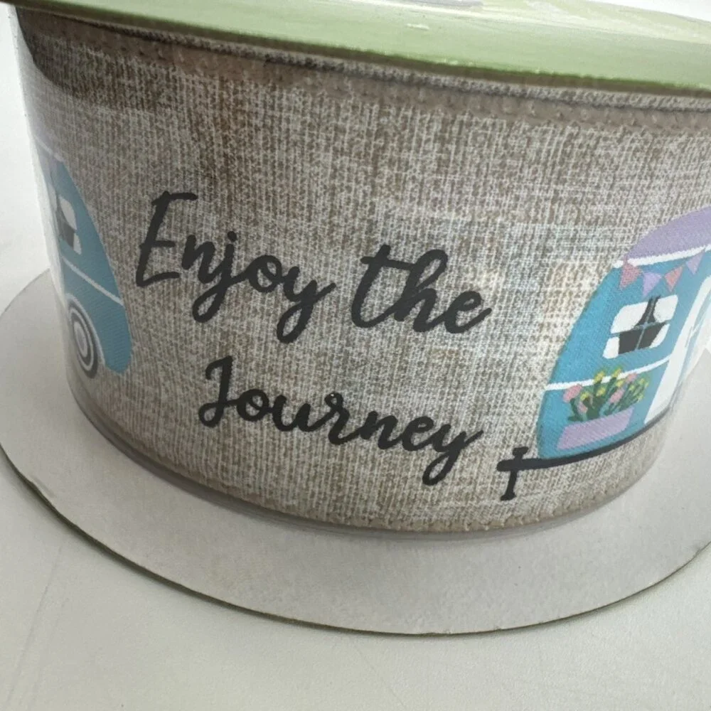 Decorative Wired Ribbon Enjoy The Journey 50 Yd Camper Wreath Craft Members Mark